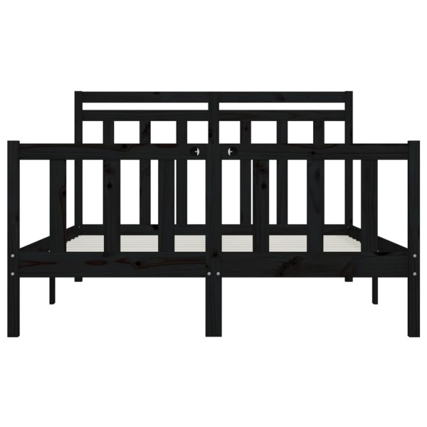 Estructura de cama madera maciza de pino negro 150x200 cm Estructura de cama madera maciza de pino negro 150x200 cm