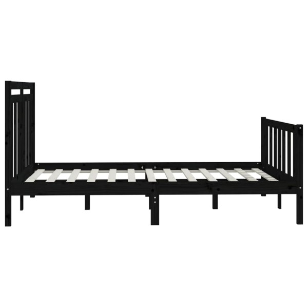 Estructura de cama madera maciza de pino negro 150x200 cm Estructura de cama madera maciza de pino negro 150x200 cm