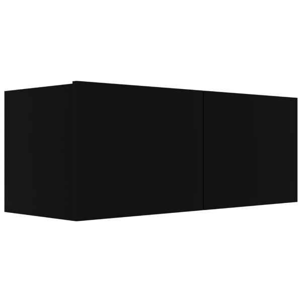 Set de muebles para TV 7 piezas madera contrachapada negro Set de muebles para TV 7 piezas madera contrachapada negro