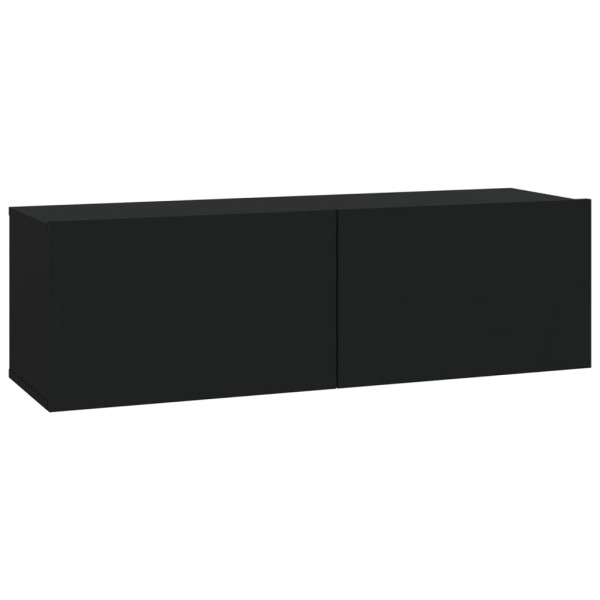 Set de muebles para TV 7 piezas madera contrachapada negro Set de muebles para TV 7 piezas madera contrachapada negro