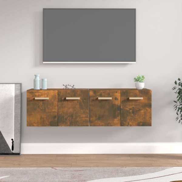 Armarios pared 2 uds contrachapada roble ahumado 60x36,5x35cm Armarios pared 2 uds contrachapada roble ahumado 60x36,5x35cm