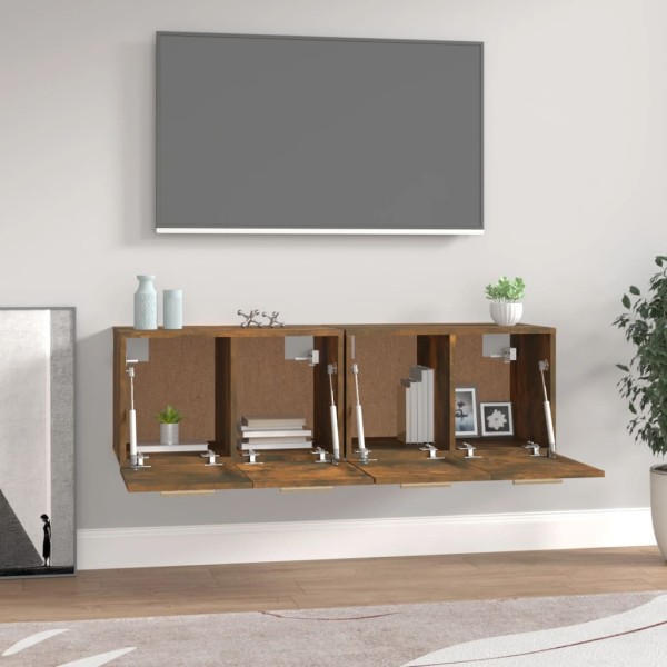 Armarios pared 2 uds contrachapada roble ahumado 60x36,5x35cm Armarios pared 2 uds contrachapada roble ahumado 60x36,5x35cm