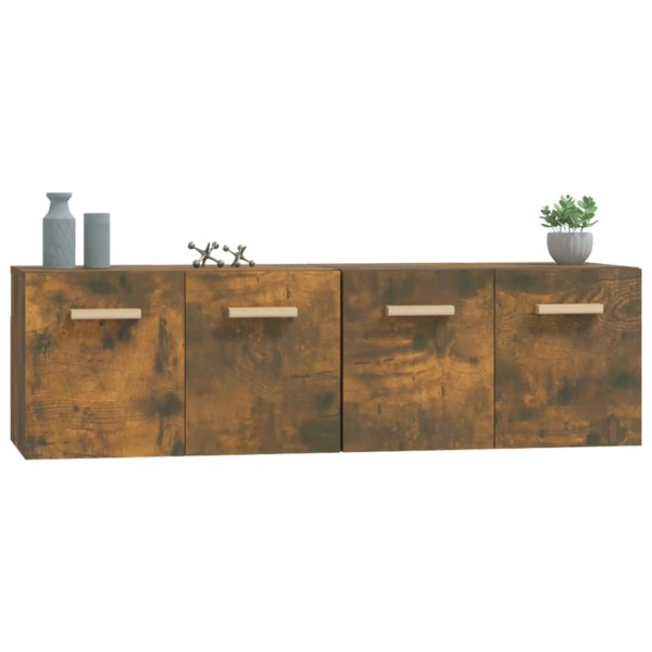 Armarios pared 2 uds contrachapada roble ahumado 60x36,5x35cm Armarios pared 2 uds contrachapada roble ahumado 60x36,5x35cm