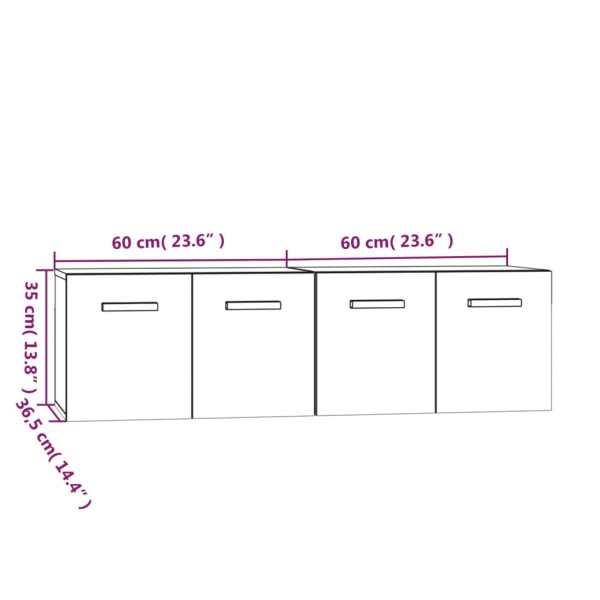 Armarios pared 2 uds contrachapada roble ahumado 60x36,5x35cm Armarios pared 2 uds contrachapada roble ahumado 60x36,5x35cm