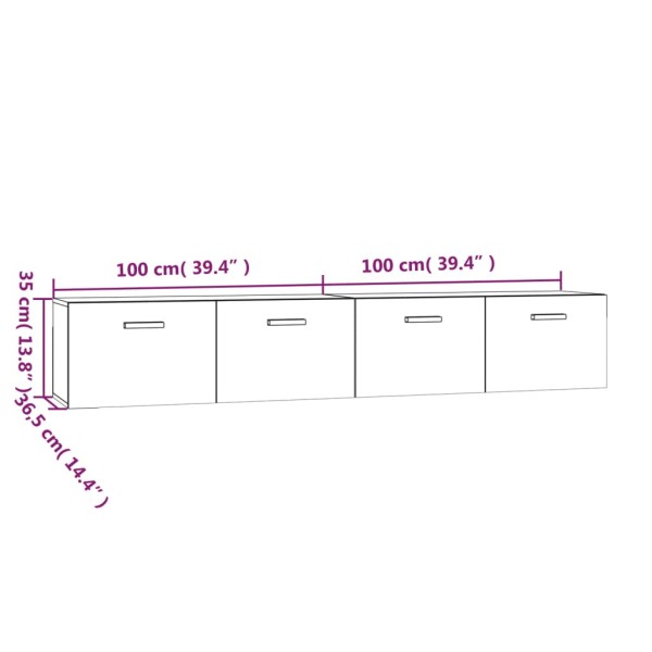 Armarios pared 2 uds contrachapada roble marrón 100x36,5x35 cm Armarios pared 2 uds contrachapada roble marrón 100x36,5x35 cm