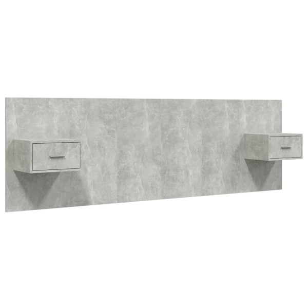 Cabecero de cama y mesitas madera contrachapada gris hormigón Cabecero de cama y mesitas madera contrachapada gris hormigón