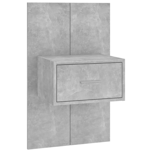 Cabecero de cama y mesitas madera contrachapada gris hormigón Cabecero de cama y mesitas madera contrachapada gris hormigón