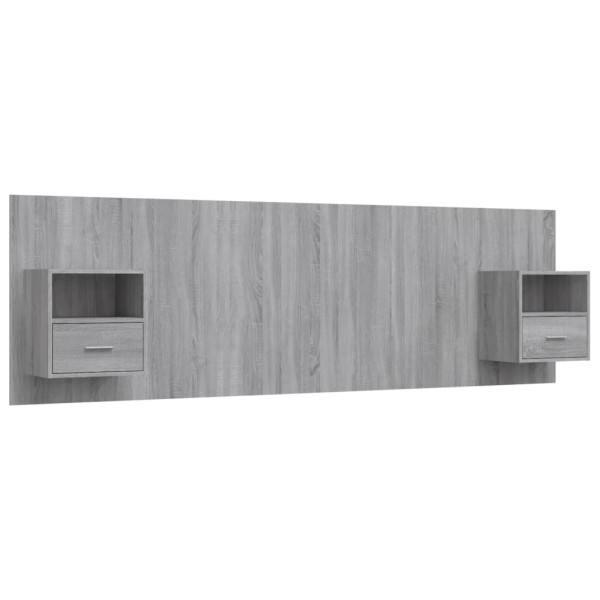Cabecero de cama y mesitas madera contrachapada gris Sonoma Cabecero de cama y mesitas madera contrachapada gris Sonoma