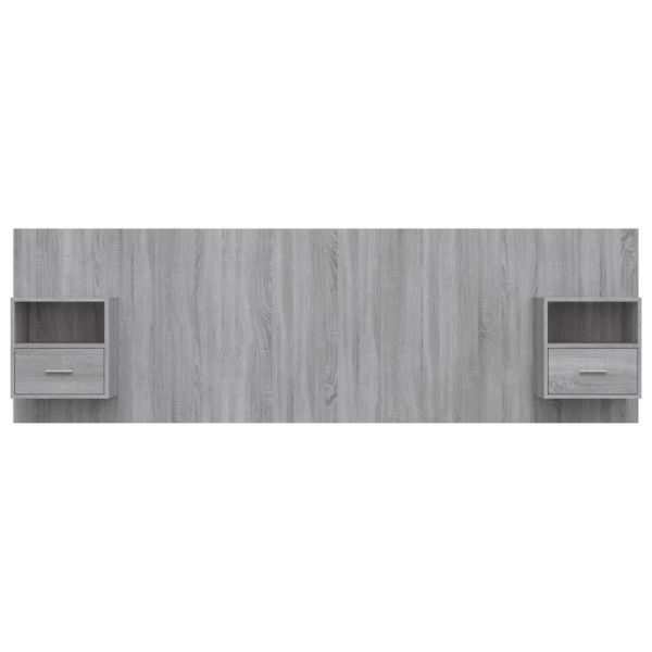 Cabecero de cama y mesitas madera contrachapada gris Sonoma Cabecero de cama y mesitas madera contrachapada gris Sonoma