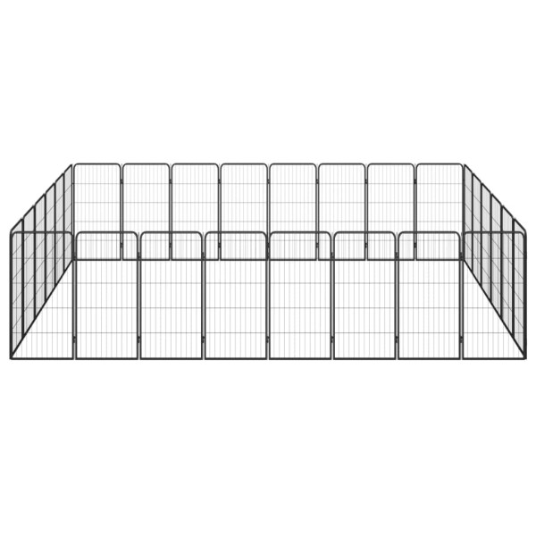 Jaula perros 28 paneles acero recubierto polvo negro 50x100 cm Jaula perros 28 paneles acero recubierto polvo negro 50x100 cm