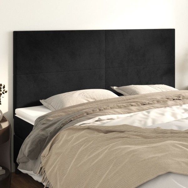 Cabeceros 4 unidades de terciopelo negro 100x5x78/88 cm Cabeceros 4 unidades de terciopelo negro 100x5x78/88 cm