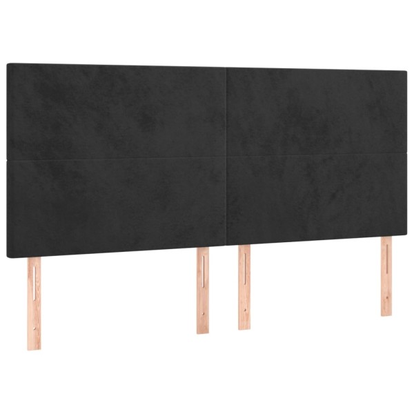 Cabeceros 4 unidades de terciopelo negro 100x5x78/88 cm Cabeceros 4 unidades de terciopelo negro 100x5x78/88 cm