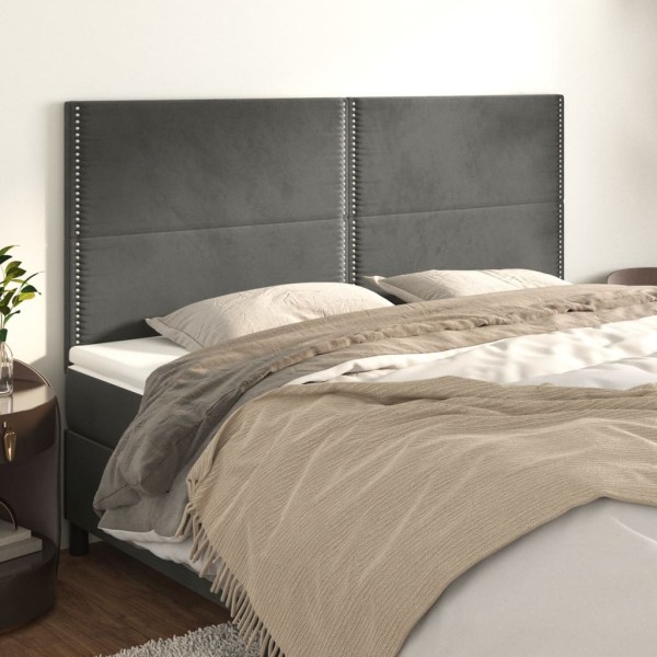 Cabeceros 4 unidades de terciopelo gris oscuro 80x5x78/88 cm Cabeceros 4 unidades de terciopelo gris oscuro 80x5x78/88 cm