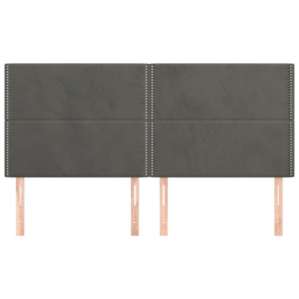 Cabeceros 4 unidades de terciopelo gris oscuro 80x5x78/88 cm Cabeceros 4 unidades de terciopelo gris oscuro 80x5x78/88 cm
