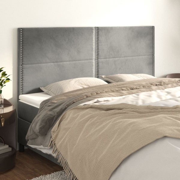 Cabeceros 4 unidades de terciopelo gris claro 100x5x78/88 cm Cabeceros 4 unidades de terciopelo gris claro 100x5x78/88 cm