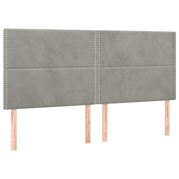 Cabeceros 4 unidades de terciopelo gris claro 100x5x78/88 cm Cabeceros 4 unidades de terciopelo gris claro 100x5x78/88 cm