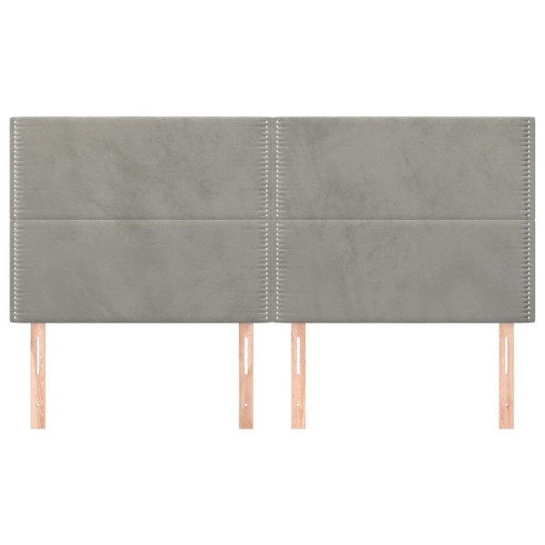 Cabeceros 4 unidades de terciopelo gris claro 100x5x78/88 cm Cabeceros 4 unidades de terciopelo gris claro 100x5x78/88 cm