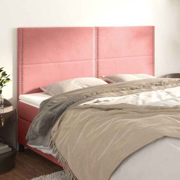 Cabeceros 4 unidades de terciopelo rosa 80x5x78/88 cm Cabeceros 4 unidades de terciopelo rosa 80x5x78/88 cm