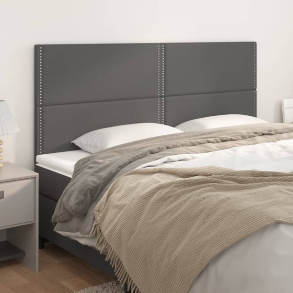 Cabeceros 4 unidades de cuero sintético gris 90x5x78/88cm Cabeceros 4 unidades de cuero sintético gris 90x5x78/88cm