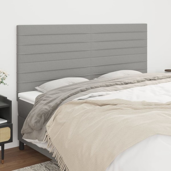 Cabeceros 4 unidades de tela gris claro 80x5x78/88 cm Cabeceros 4 unidades de tela gris claro 80x5x78/88 cm