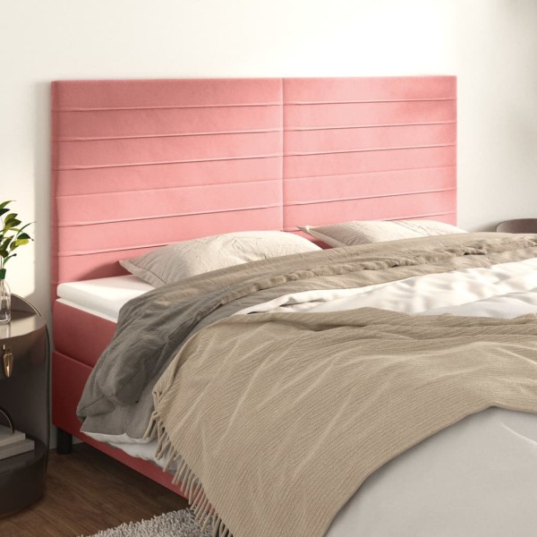 Cabeceros 4 unidades de terciopelo rosa 100x5x78/88 cm Cabeceros 4 unidades de terciopelo rosa 100x5x78/88 cm