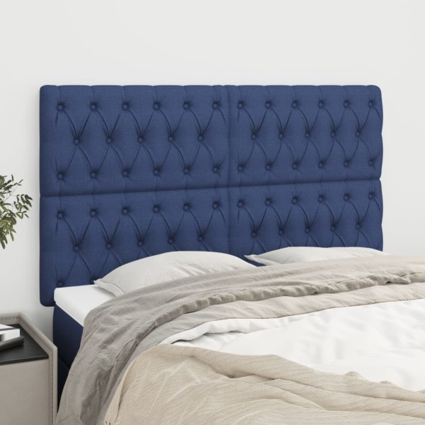 Cabeceros 4 unidades tela azul 72x7x78/88 cm Cabeceros 4 unidades tela azul 72x7x78/88 cm