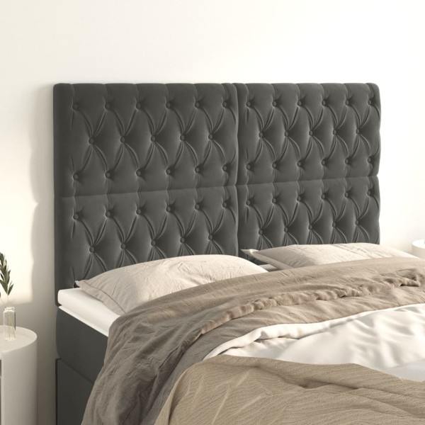 Cabeceros 4 unidades de terciopelo gris oscuro 80x7x78/88 cm Cabeceros 4 unidades de terciopelo gris oscuro 80x7x78/88 cm