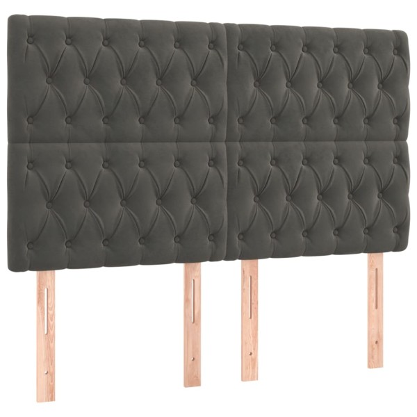 Cabeceros 4 unidades de terciopelo gris oscuro 80x7x78/88 cm Cabeceros 4 unidades de terciopelo gris oscuro 80x7x78/88 cm