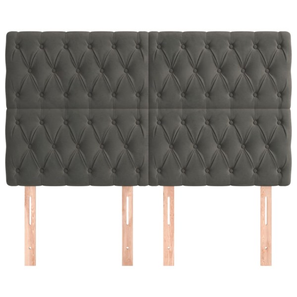 Cabeceros 4 unidades de terciopelo gris oscuro 80x7x78/88 cm Cabeceros 4 unidades de terciopelo gris oscuro 80x7x78/88 cm