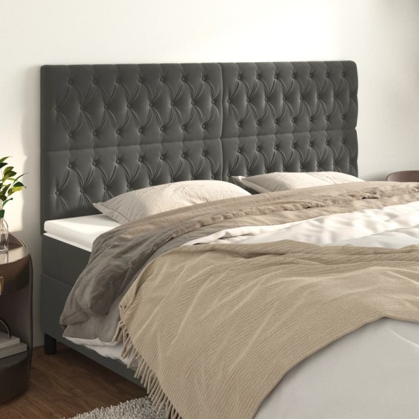 Cabeceros 4 unidades de terciopelo gris oscuro 100x7x78/88 cm Cabeceros 4 unidades de terciopelo gris oscuro 100x7x78/88 cm