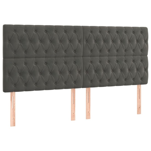 Cabeceros 4 unidades de terciopelo gris oscuro 100x7x78/88 cm Cabeceros 4 unidades de terciopelo gris oscuro 100x7x78/88 cm
