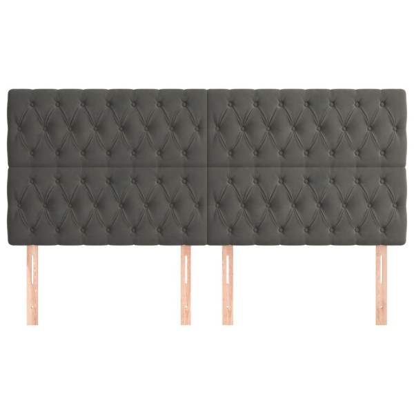 Cabeceros 4 unidades de terciopelo gris oscuro 100x7x78/88 cm Cabeceros 4 unidades de terciopelo gris oscuro 100x7x78/88 cm