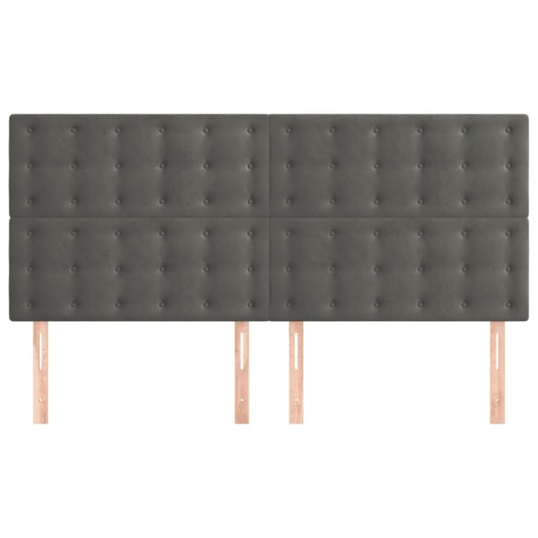 Cabeceros 4 unidades de terciopelo gris oscuro 100x5x78/88 cm Cabeceros 4 unidades de terciopelo gris oscuro 100x5x78/88 cm