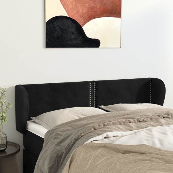 Cabecero de terciopelo negro 147x23x78/88 cm Cabecero de terciopelo negro 147x23x78/88 cm