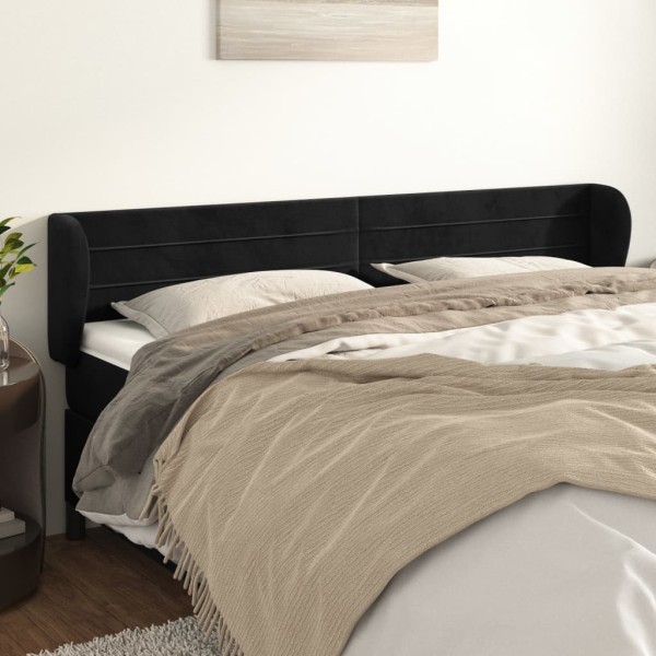 Cabecero de terciopelo negro 203x23x78/88 cm Cabecero de terciopelo negro 203x23x78/88 cm