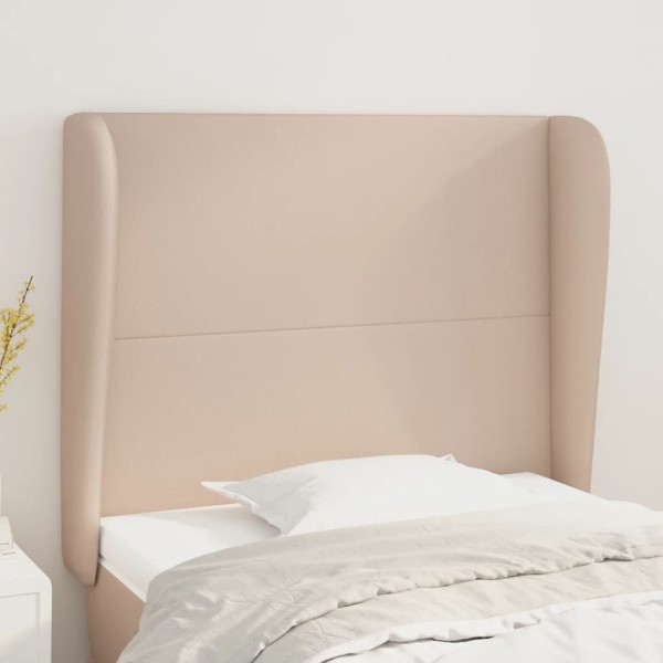 Cabecero con orejas cuero sintético capuchino 103x23x118/128 cm Cabecero con orejas cuero sintético capuchino 103x23x118/128 cm