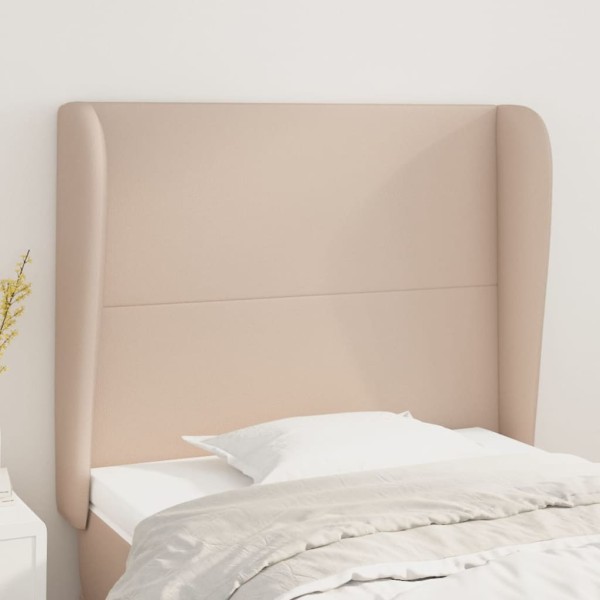 Cabecero con orejas cuero sintético capuchino 93x23x118/128 cm Cabecero con orejas cuero sintético capuchino 93x23x118/128 cm