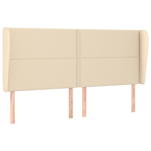 Cabecero con orejas de tela color crema 183x23x118/128 cm Cabecero con orejas de tela color crema 183x23x118/128 cm