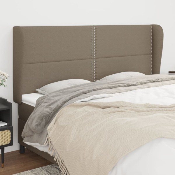 Cabecero con orejas de tela gris taupe 203x23x118/128 cm Cabecero con orejas de tela gris taupe 203x23x118/128 cm