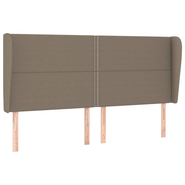Cabecero con orejas de tela gris taupe 203x23x118/128 cm Cabecero con orejas de tela gris taupe 203x23x118/128 cm
