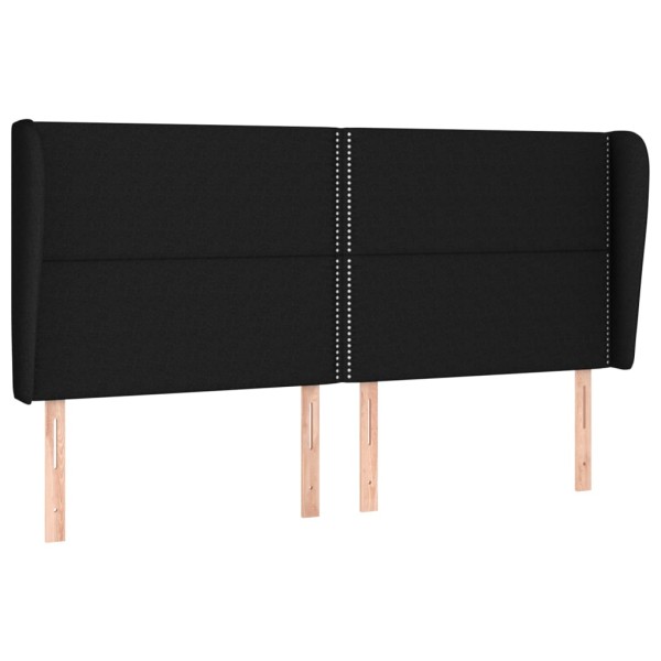Cabecero con orejas de tela negro 203x23x118/128 cm Cabecero con orejas de tela negro 203x23x118/128 cm