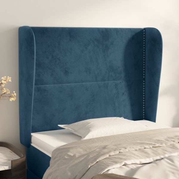 Cabecero con orejas de terciopelo azul oscuro 93x23x118/128 cm Cabecero con orejas de terciopelo azul oscuro 93x23x118/128 cm