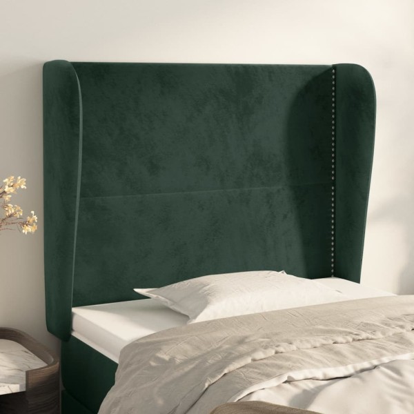 Cabecero con orejas de terciopelo verde oscuro 83x23x118/128 cm Cabecero con orejas de terciopelo verde oscuro 83x23x118/128 cm