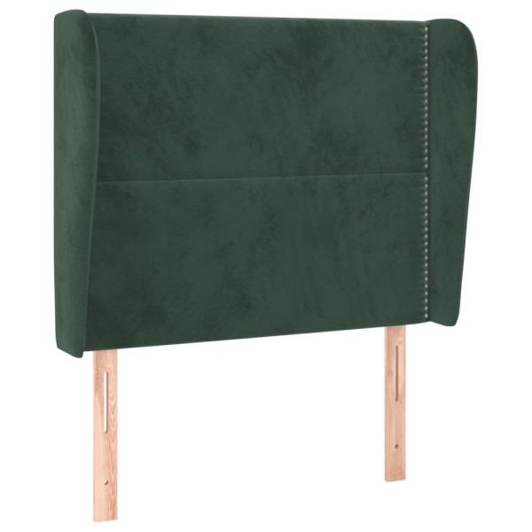 Cabecero con orejas de terciopelo verde oscuro 83x23x118/128 cm Cabecero con orejas de terciopelo verde oscuro 83x23x118/128 cm