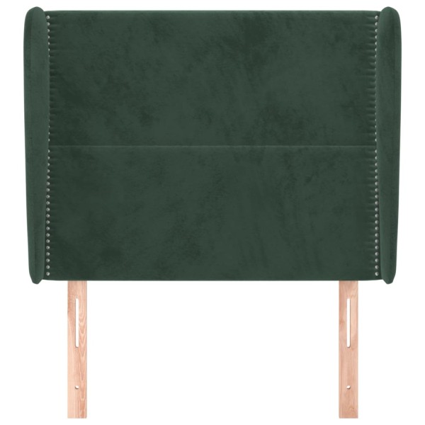 Cabecero con orejas de terciopelo verde oscuro 83x23x118/128 cm Cabecero con orejas de terciopelo verde oscuro 83x23x118/128 cm