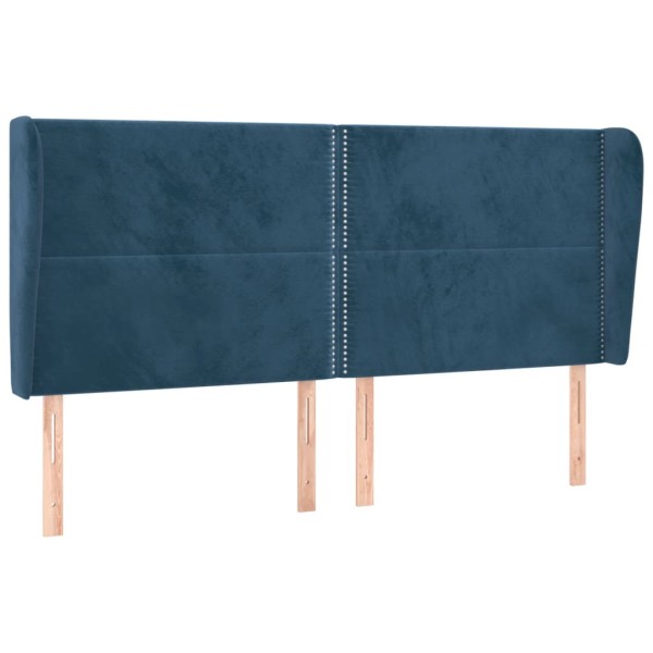 Cabecero con orejas de terciopelo azul oscuro 183x23x118/128 cm Cabecero con orejas de terciopelo azul oscuro 183x23x118/128 cm