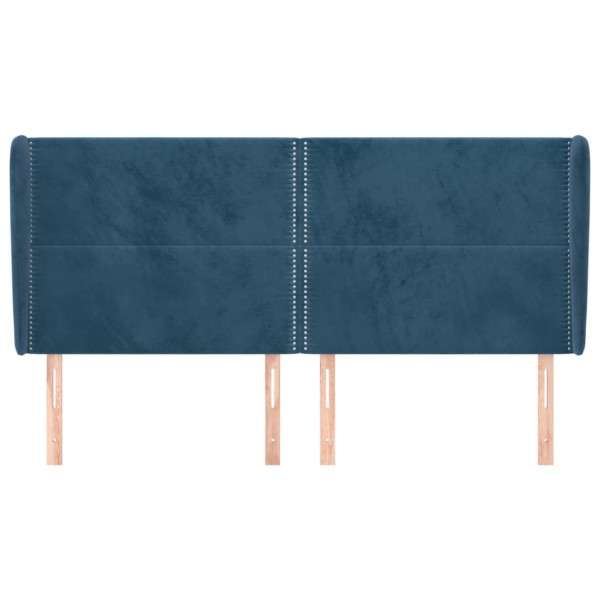 Cabecero con orejas de terciopelo azul oscuro 183x23x118/128 cm Cabecero con orejas de terciopelo azul oscuro 183x23x118/128 cm
