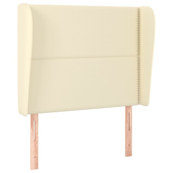 Cabecero con orejas cuero sintético color crema 93x23x118/128cm Cabecero con orejas cuero sintético color crema 93x23x118/128cm