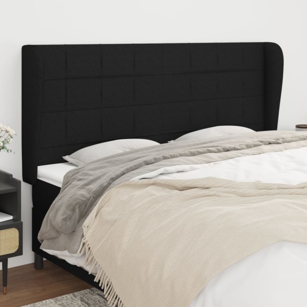 Cabecero con orejas de tela negro 183x23x118/128 cm Cabecero con orejas de tela negro 183x23x118/128 cm