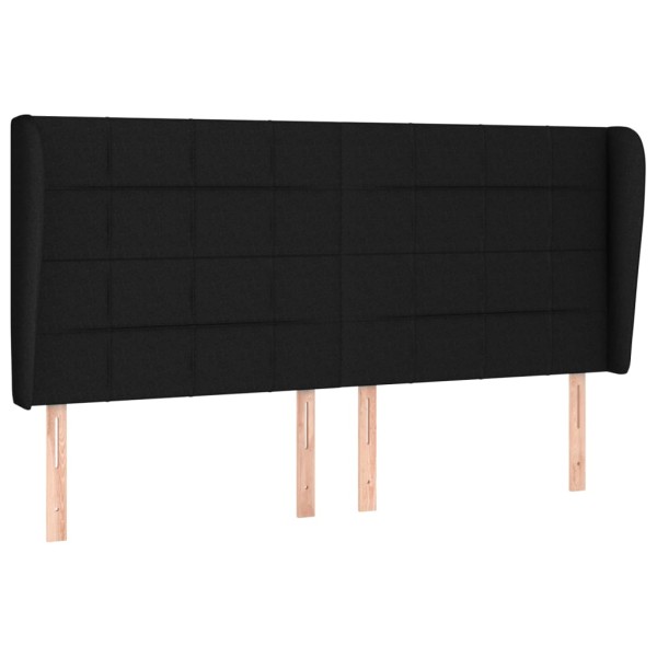 Cabecero con orejas de tela negro 183x23x118/128 cm Cabecero con orejas de tela negro 183x23x118/128 cm